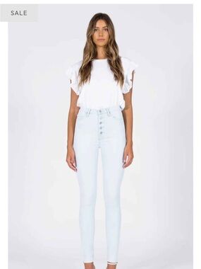 Black Orchid Denim High-Rise Light Blue Button-Fly Skinny Jeans
